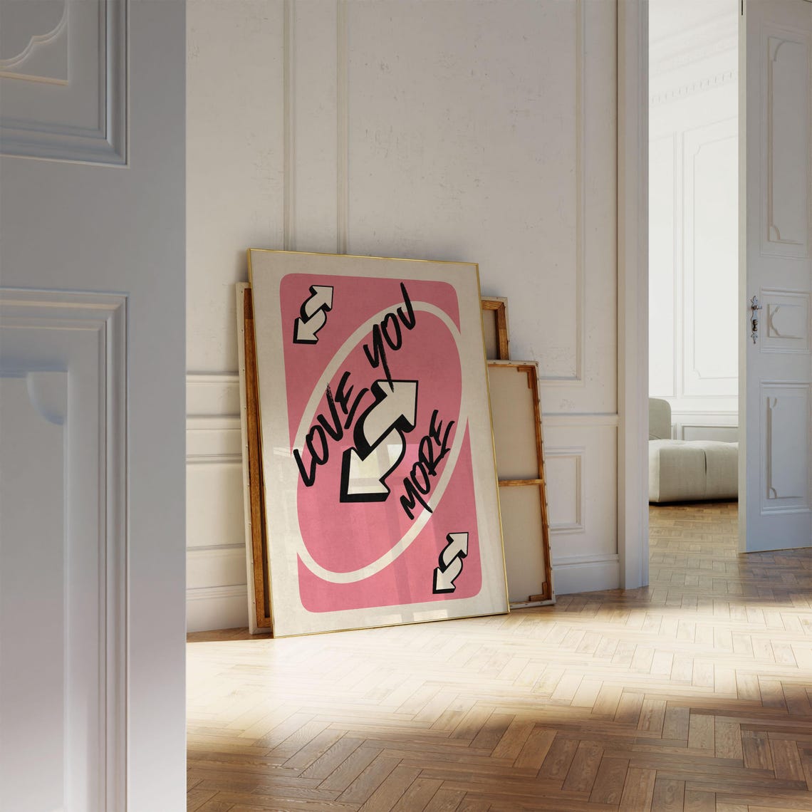 Love You More Pink UNO Reverse Card Valentines Room Art Poster - Image 4