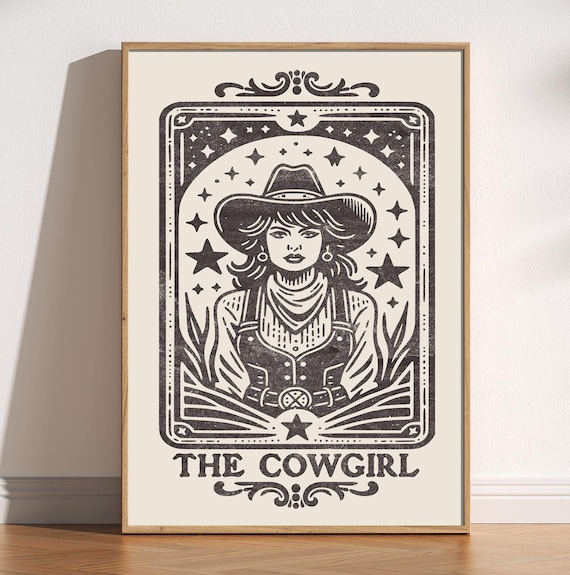 The Cowgirl Tarot Card Western Retro Cowboy Boho Chic Poster
