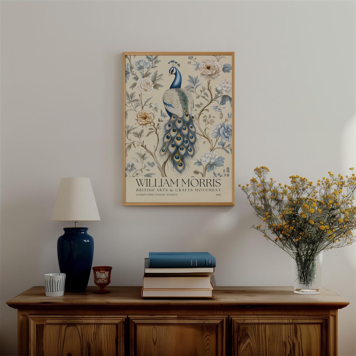 William Morris Peacock Floral Blue Vintage Botanical Art Poster - Image 4