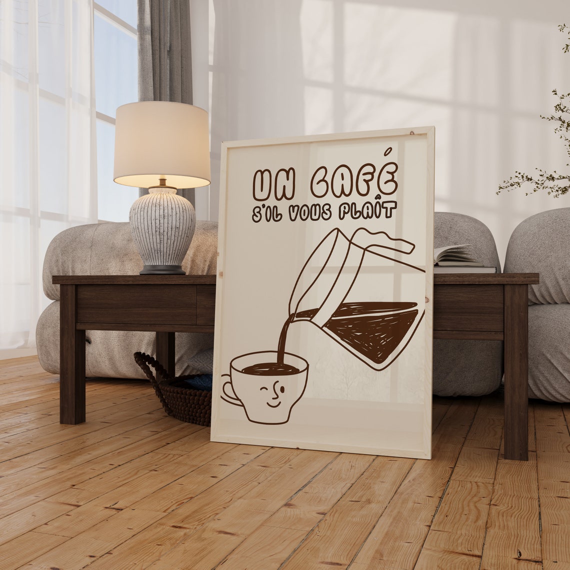 Un Cafe Sil Vous Plait French Coffee Pour Doodle Kitchen Print - Image 4