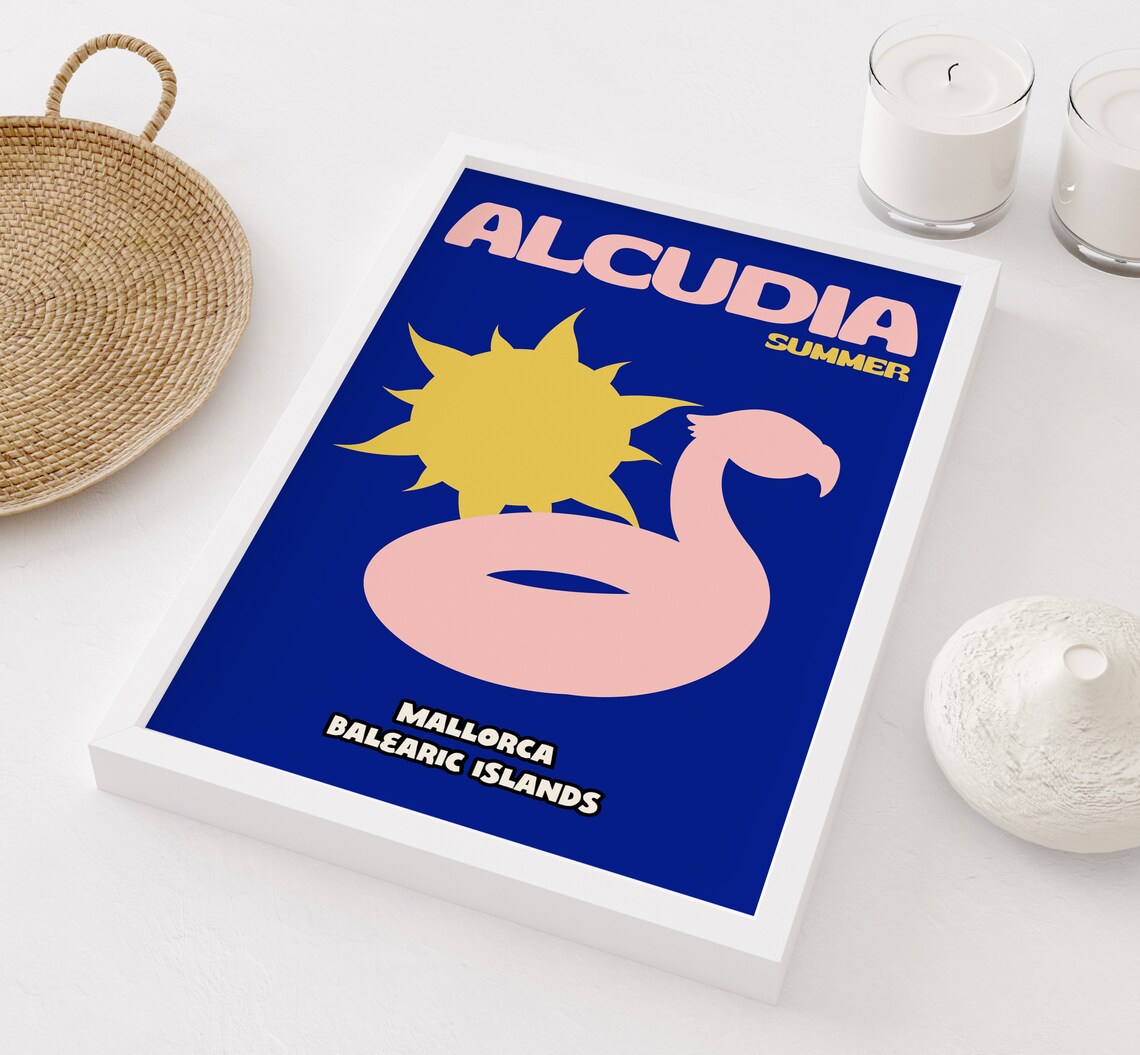 Alcudia Mallorca Travel Poster, Retro Summer Beach - Image 2