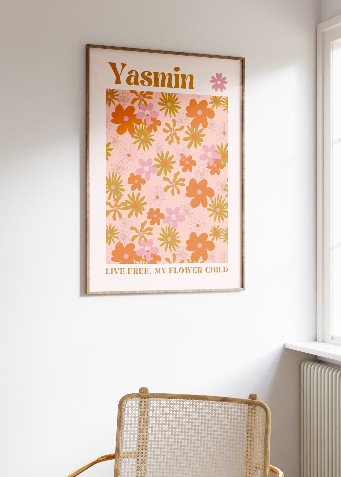 Retro Flowers Personalised Art Print, Floral Nursery - Image 2