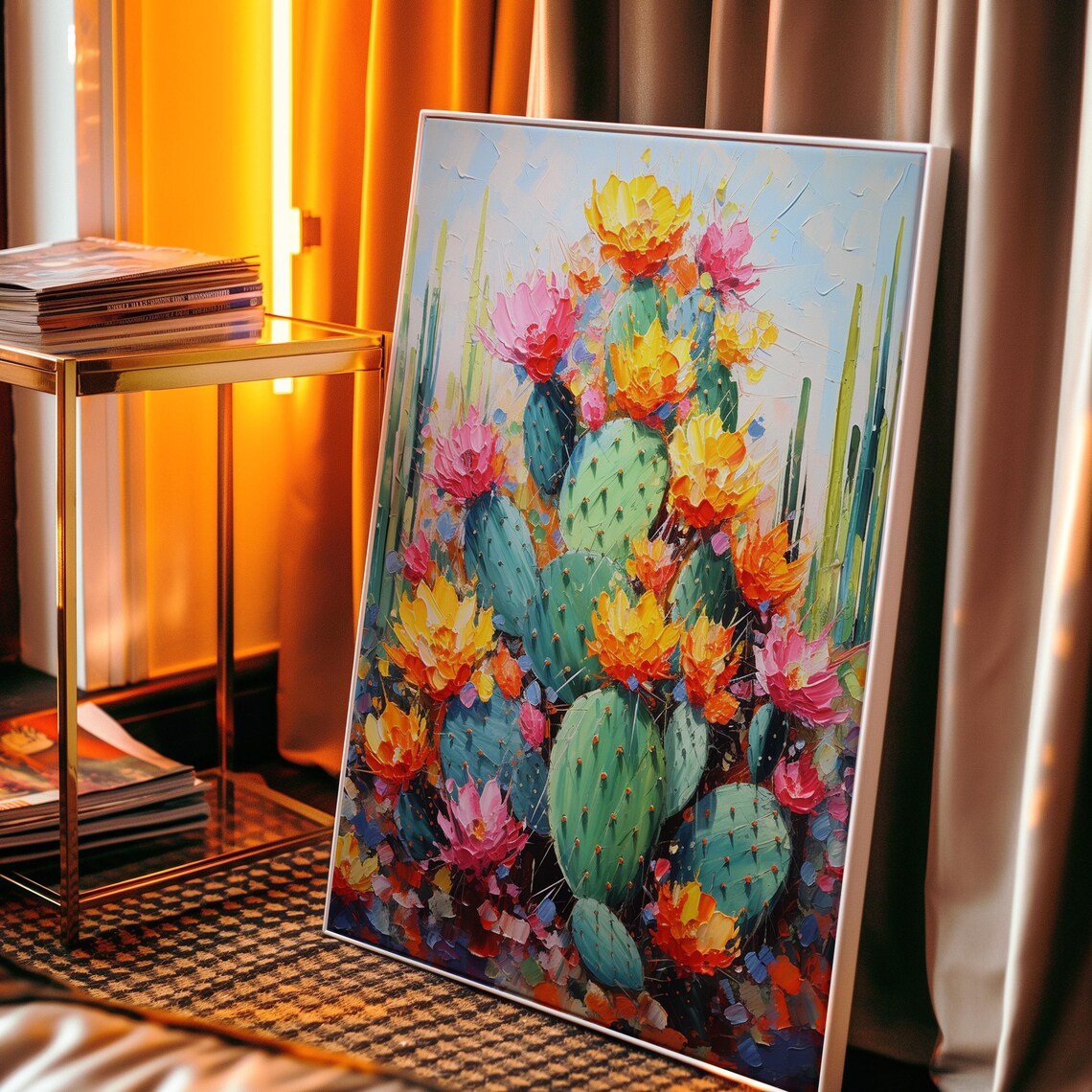 Mexican Cactus Art Print, Retro Floral Style - Image 4