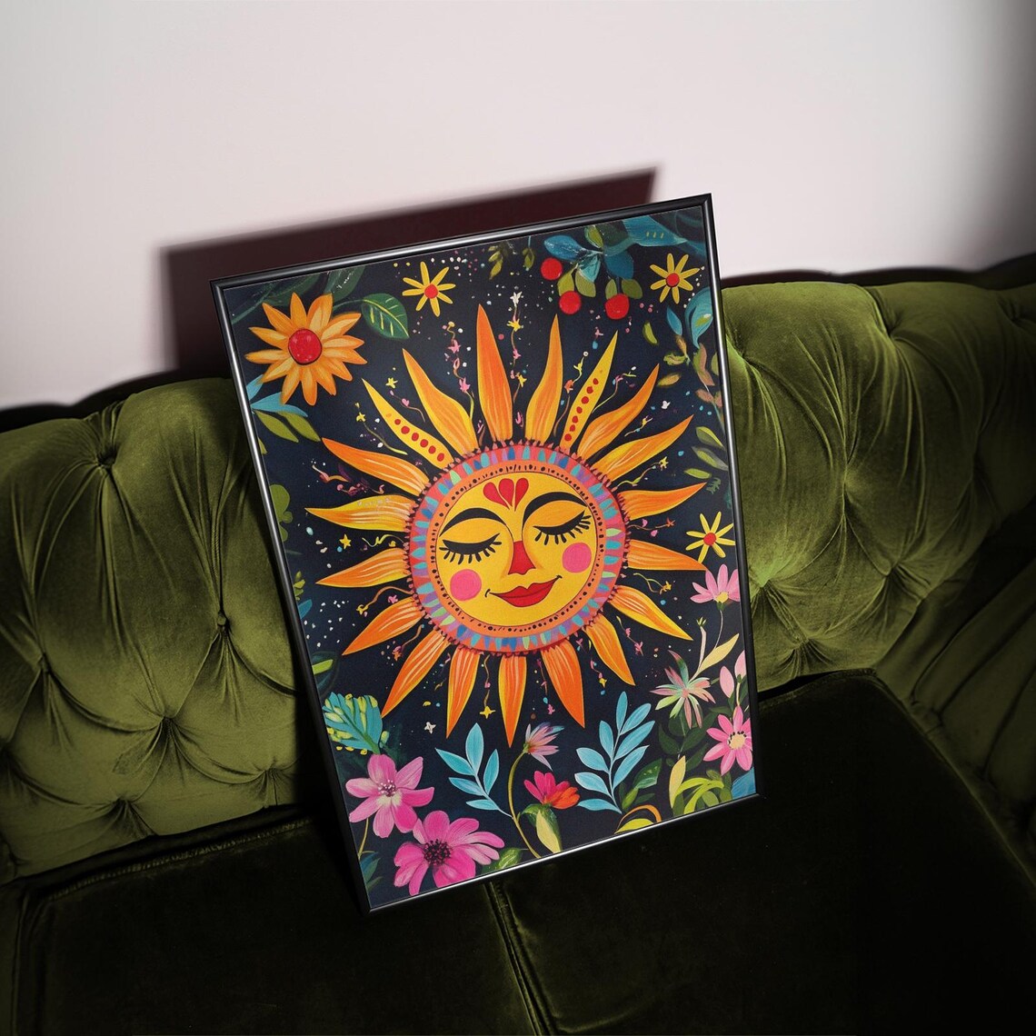Mexican Sun Folk Art Print, Traditional Sunshine - Image 3