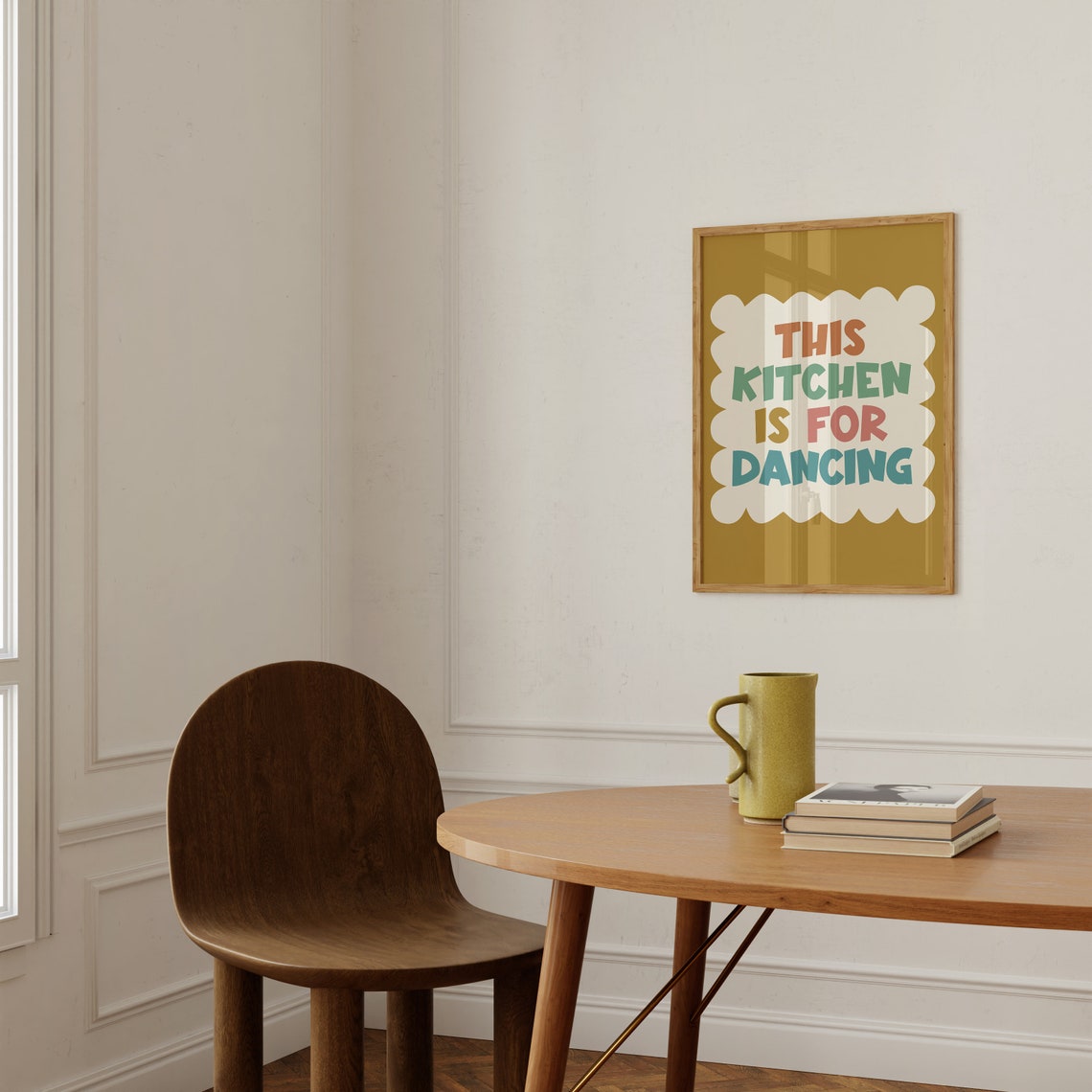 This Kitchen Is For Dancing Colourful Typography Mustard Art Poster - Image 2
