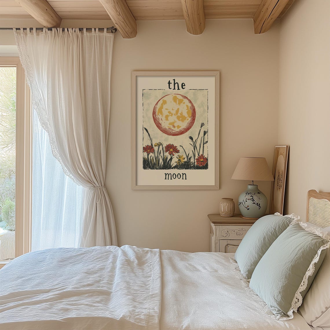 The Moon Tarot Card Wildflower Celestial Vintage Botanical Poster - Image 3