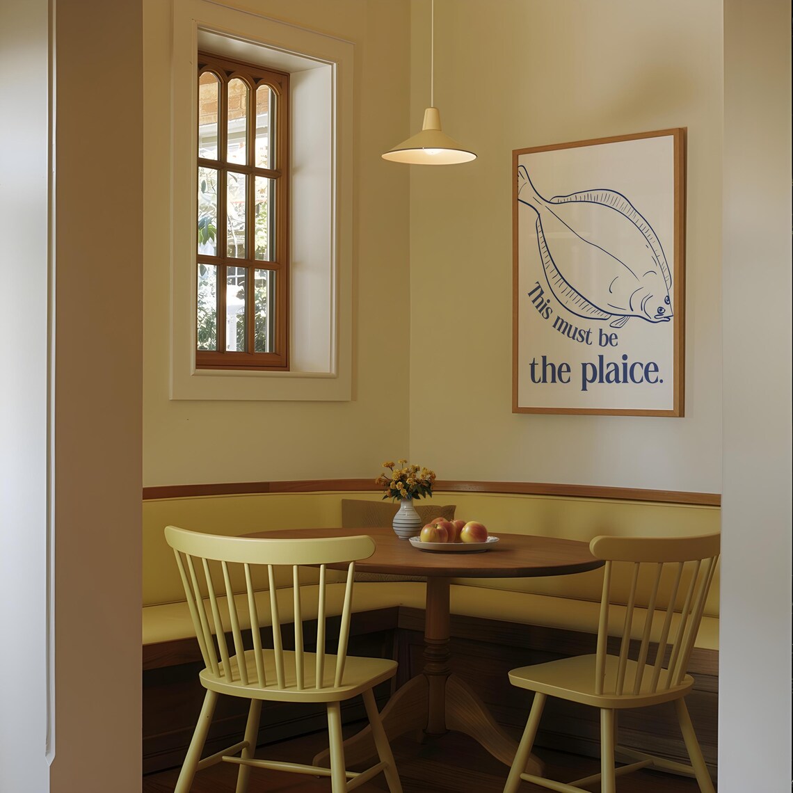 This Must Be The Plaice Retro Minimalist Fish Art Print - Image 3