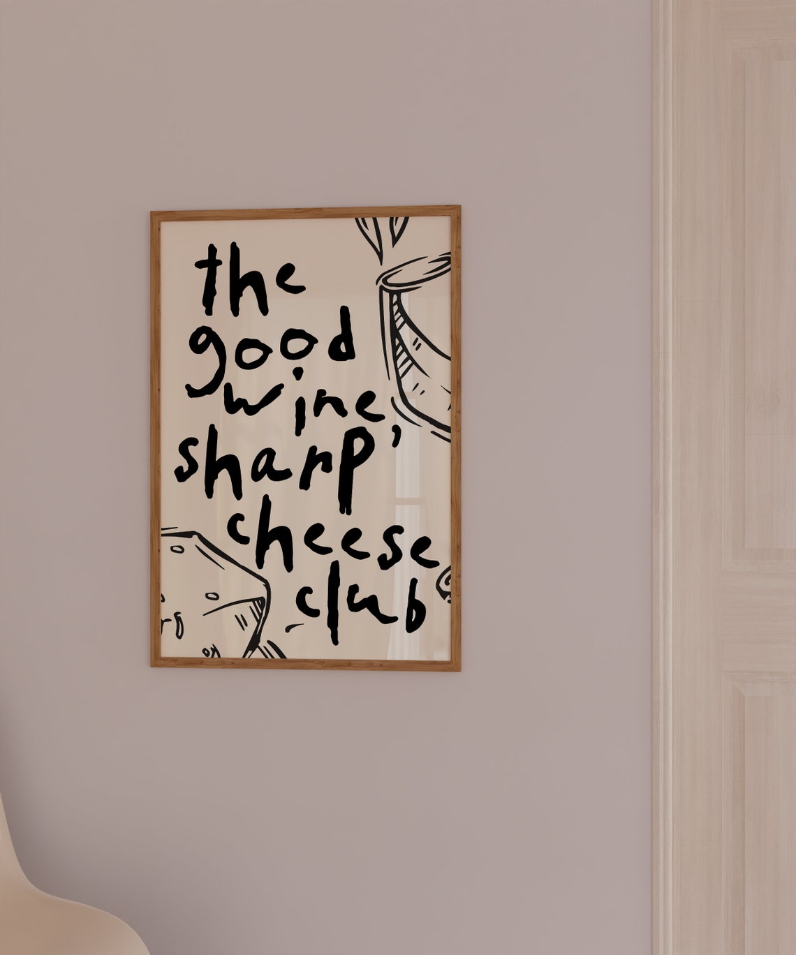 The Good Wine Sharp Cheese Club Sketch Kitchen Funny Quote Poster - Image 2