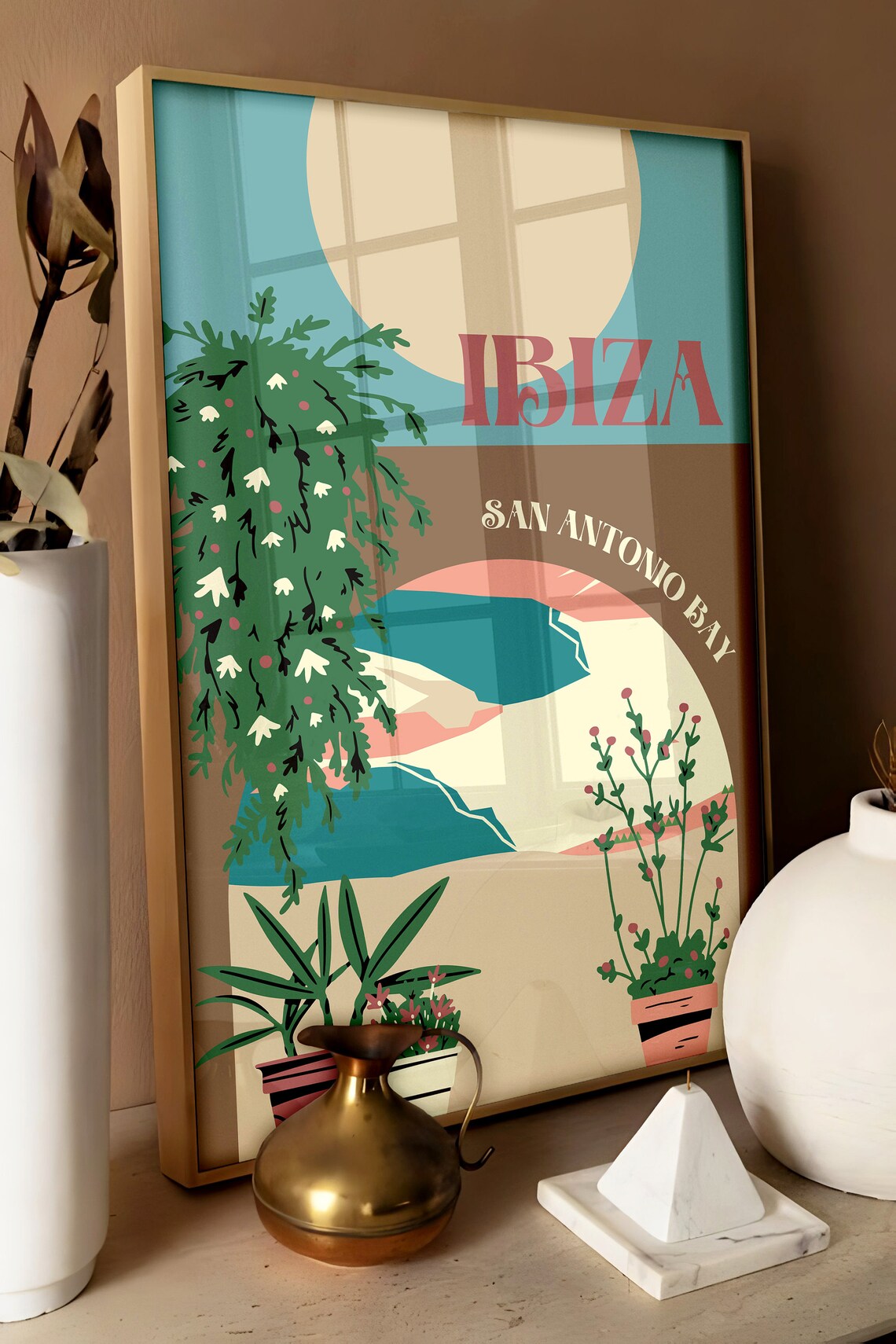 San Antonio Bay Ibiza Travel Poster, Mediterranean Scene - Image 2