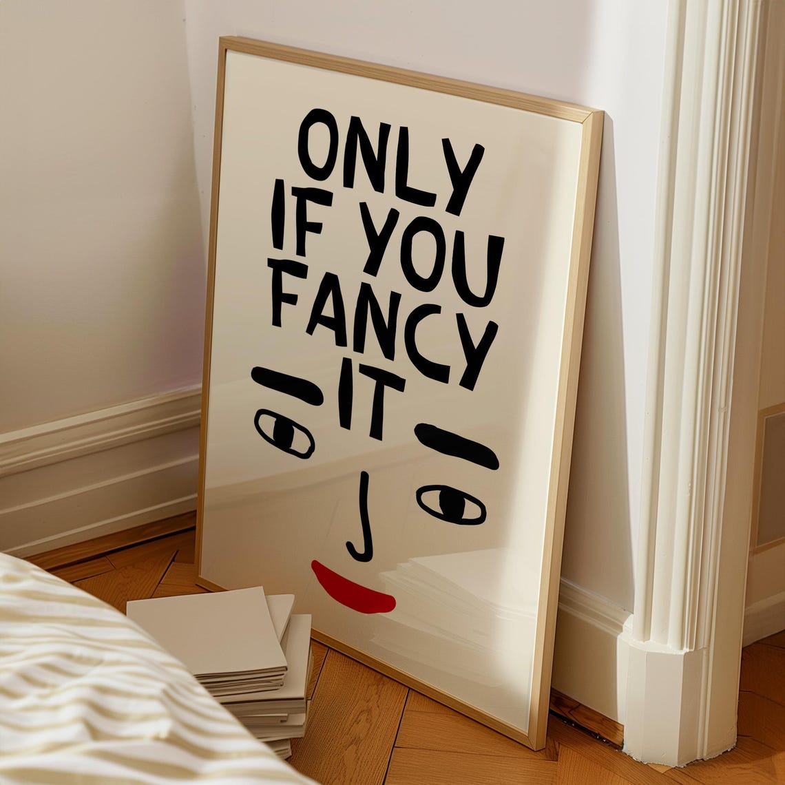 Only If You Fancy It Abstract Face Playful Typography Art Poster - Image 3