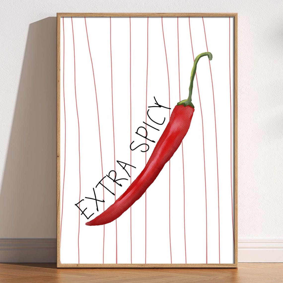 Extra Spicy Red Chili Pepper Watercolor Fun Kitchen Food Quote Poster
