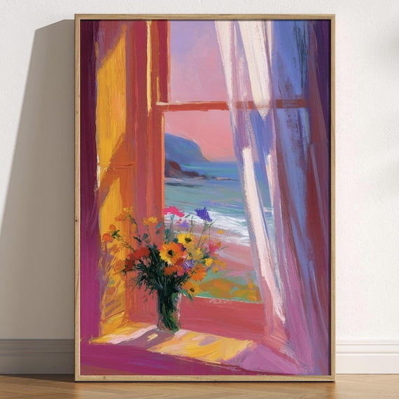 Open Window Matisse Floral Coastal Poster