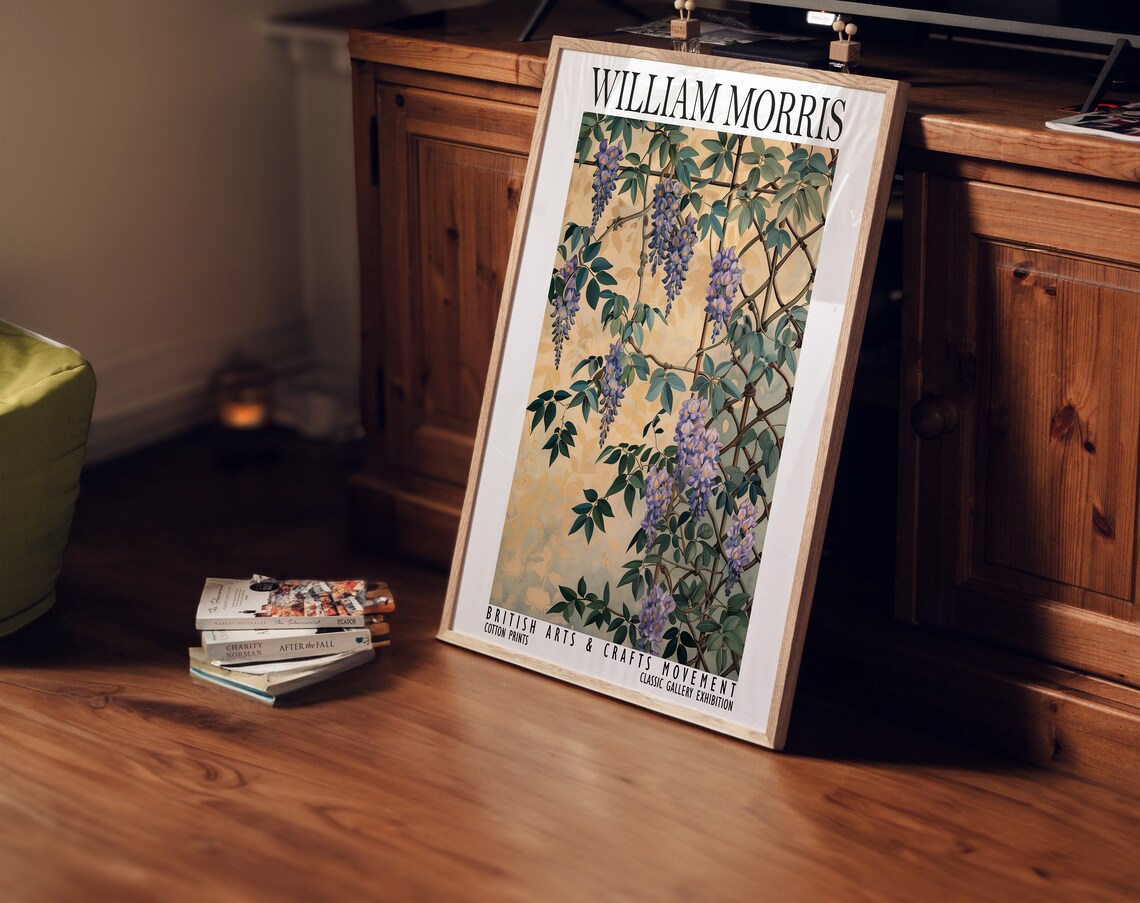 William Morris Wisteria Vine Purple Floral Trellis Exhibition Poster - Image 4