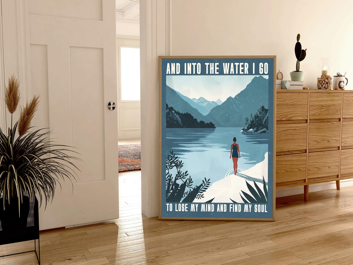 Into The Water I Go Vintage Retro Travel Poster - Image 2
