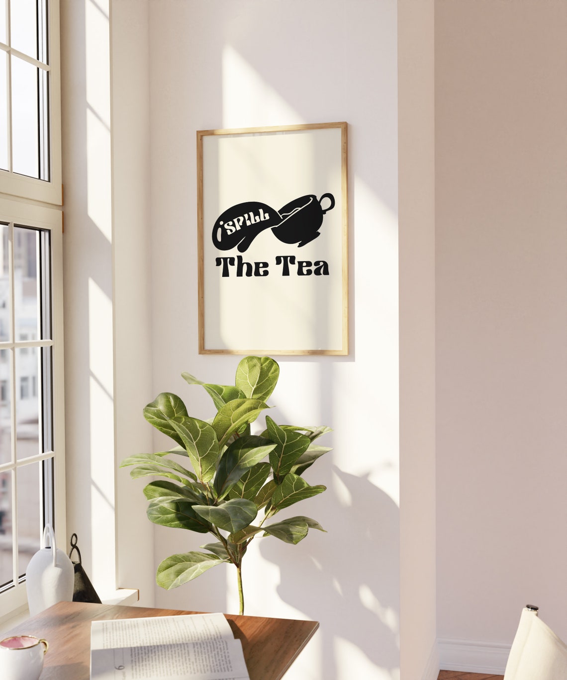 I Spill The Tea Retro Kitchen Typography Fun Tea Lover Quote Poster - Image 3