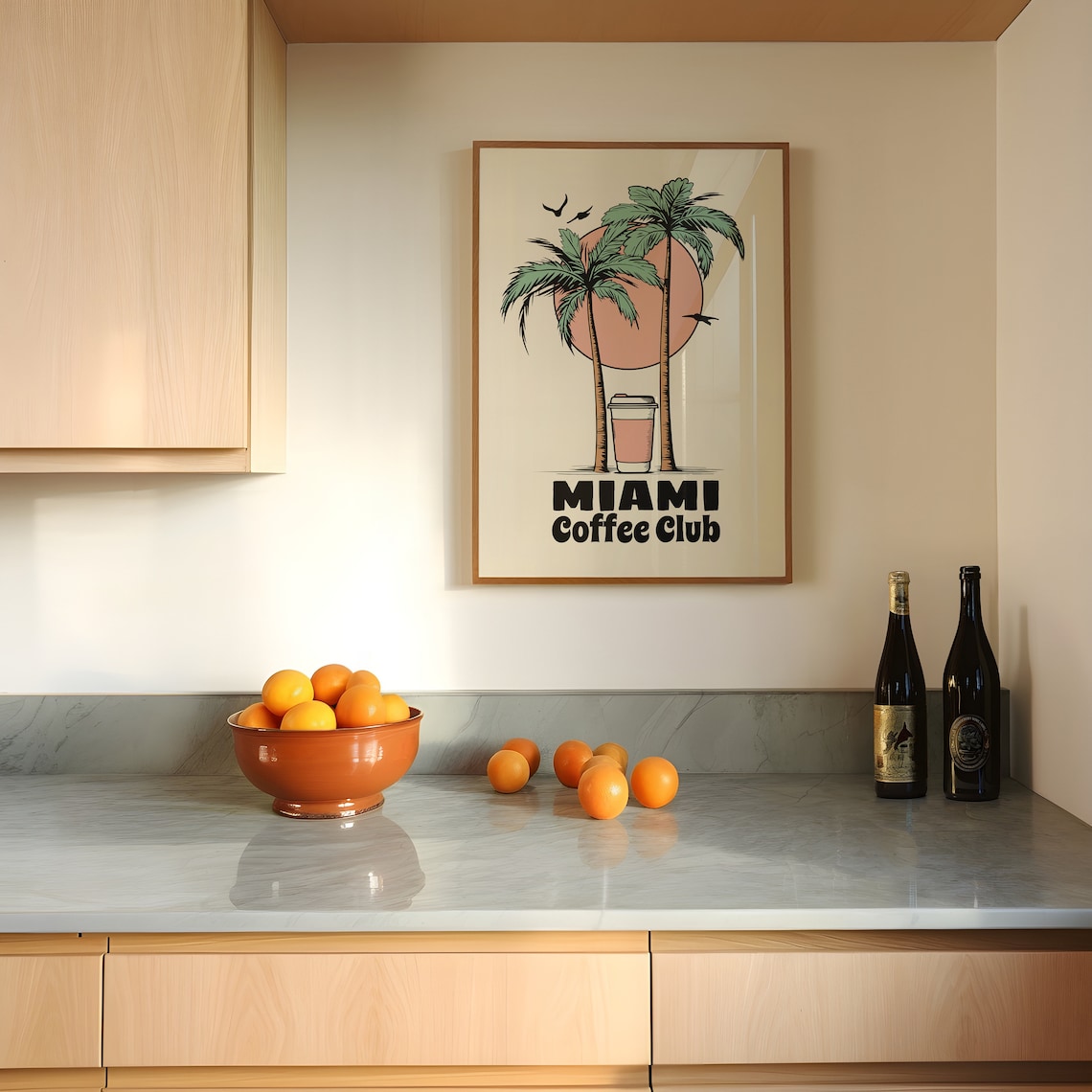 Miami Coffee Club Retro Poster, Palm Tree Travel - Image 2