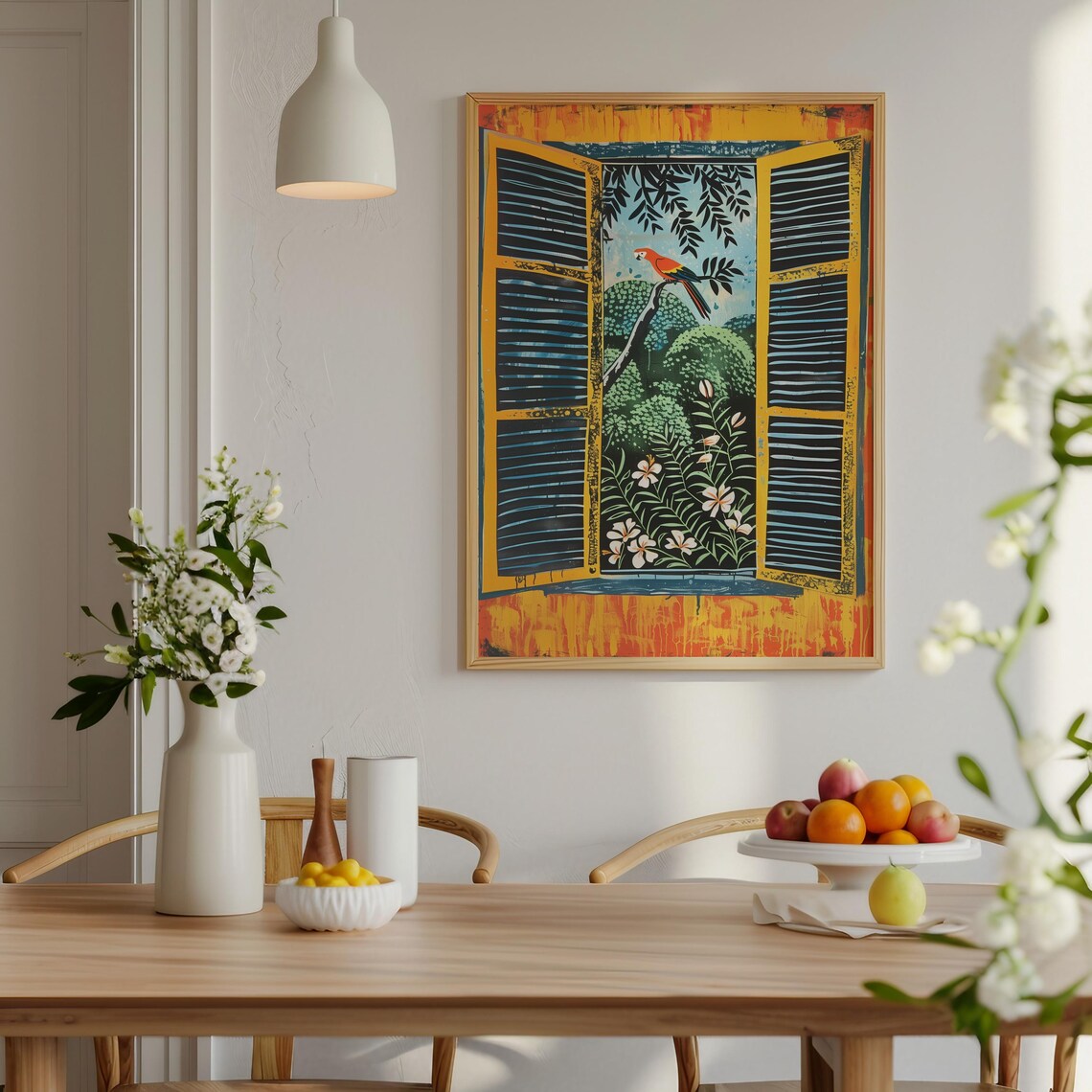 Open Window Matisse-Inspired Tropical Jungle Print - Image 2