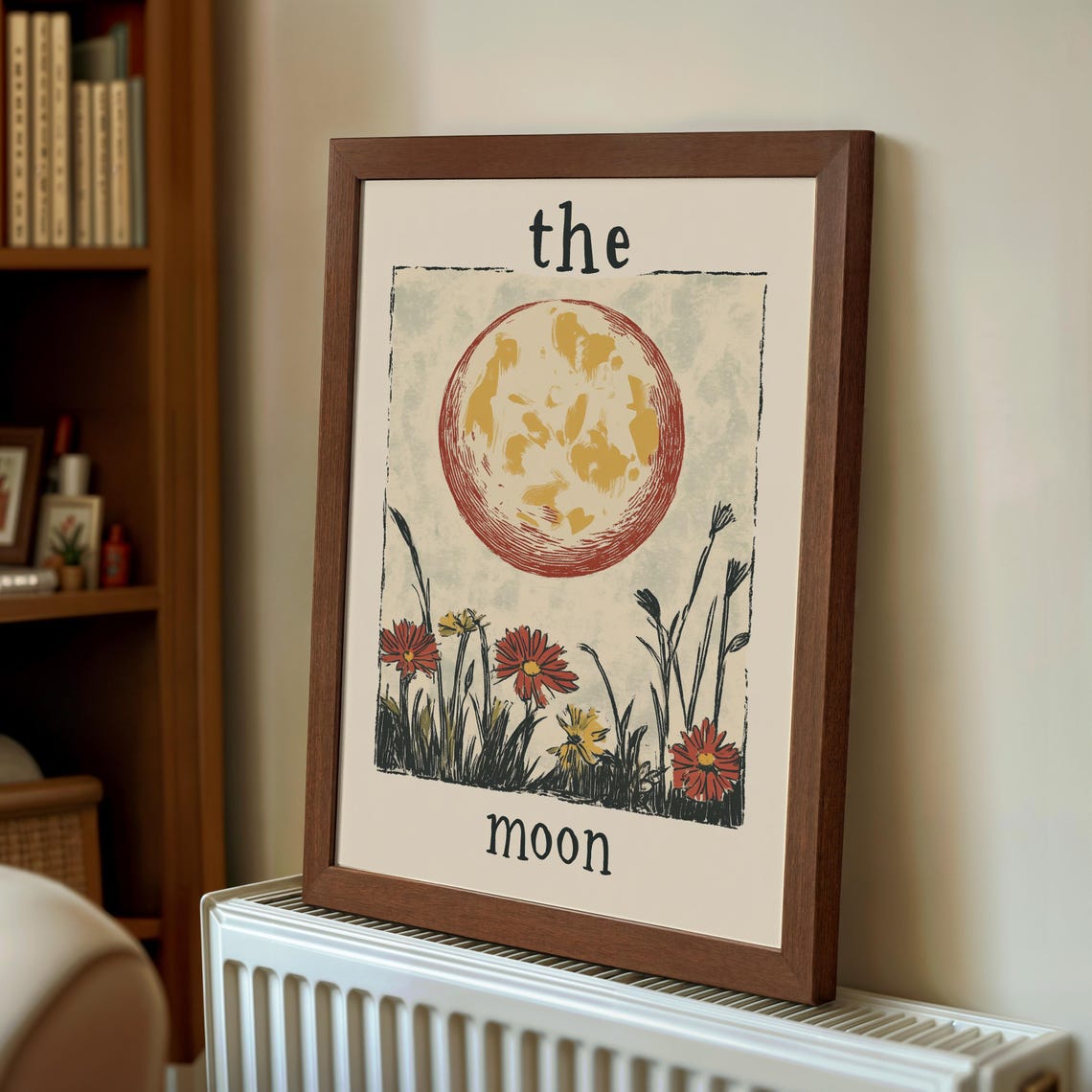 The Moon Tarot Card Wildflower Celestial Vintage Botanical Poster - Image 2