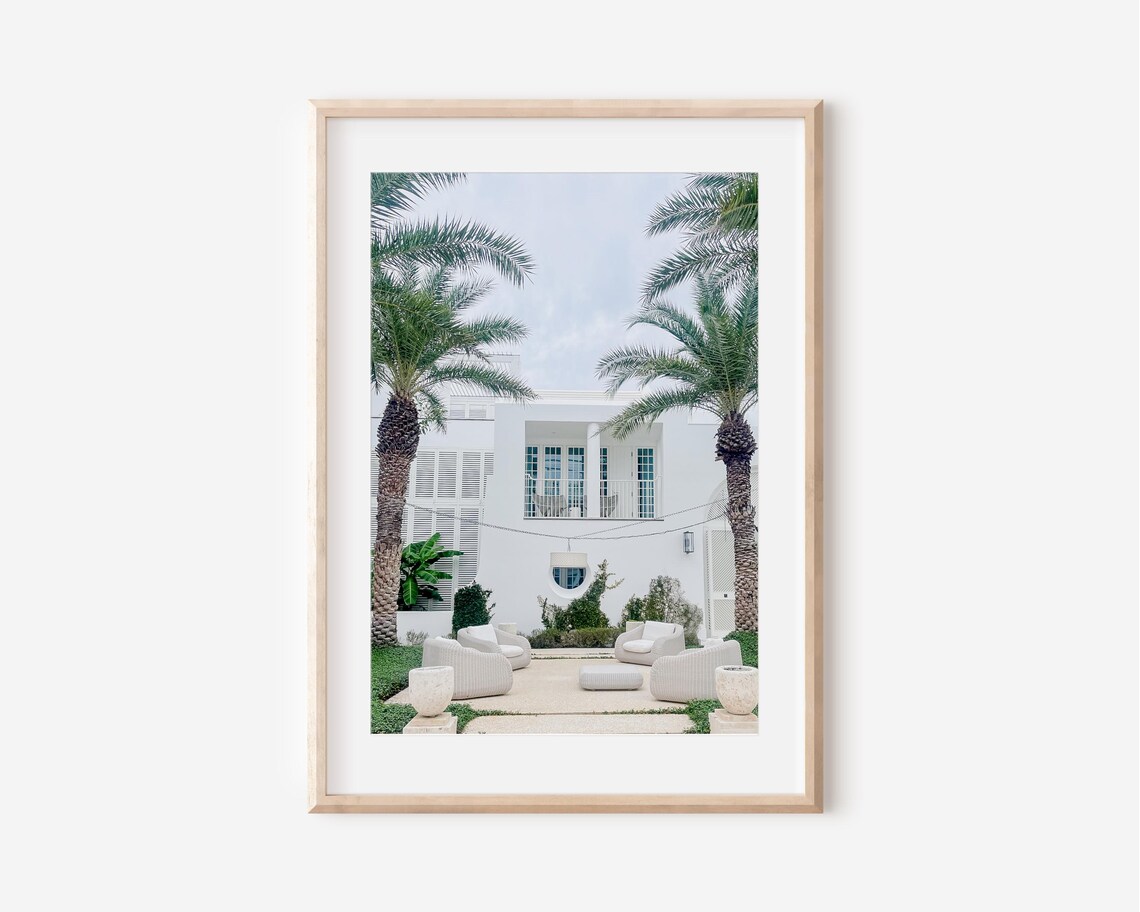 Alys Beach Palm Court White Villa Courtyard Photography Print