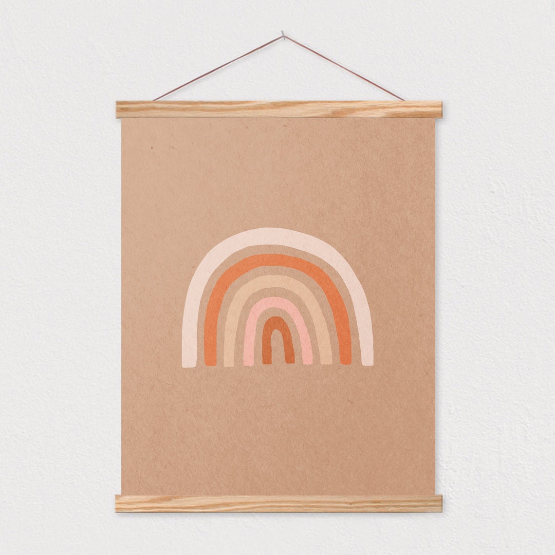 Rainbow Illustration Neutral Boho Kids Art Kids Decor Earth Tones Nursery Room Interior Decor Mid Century 16x20 - Image 2