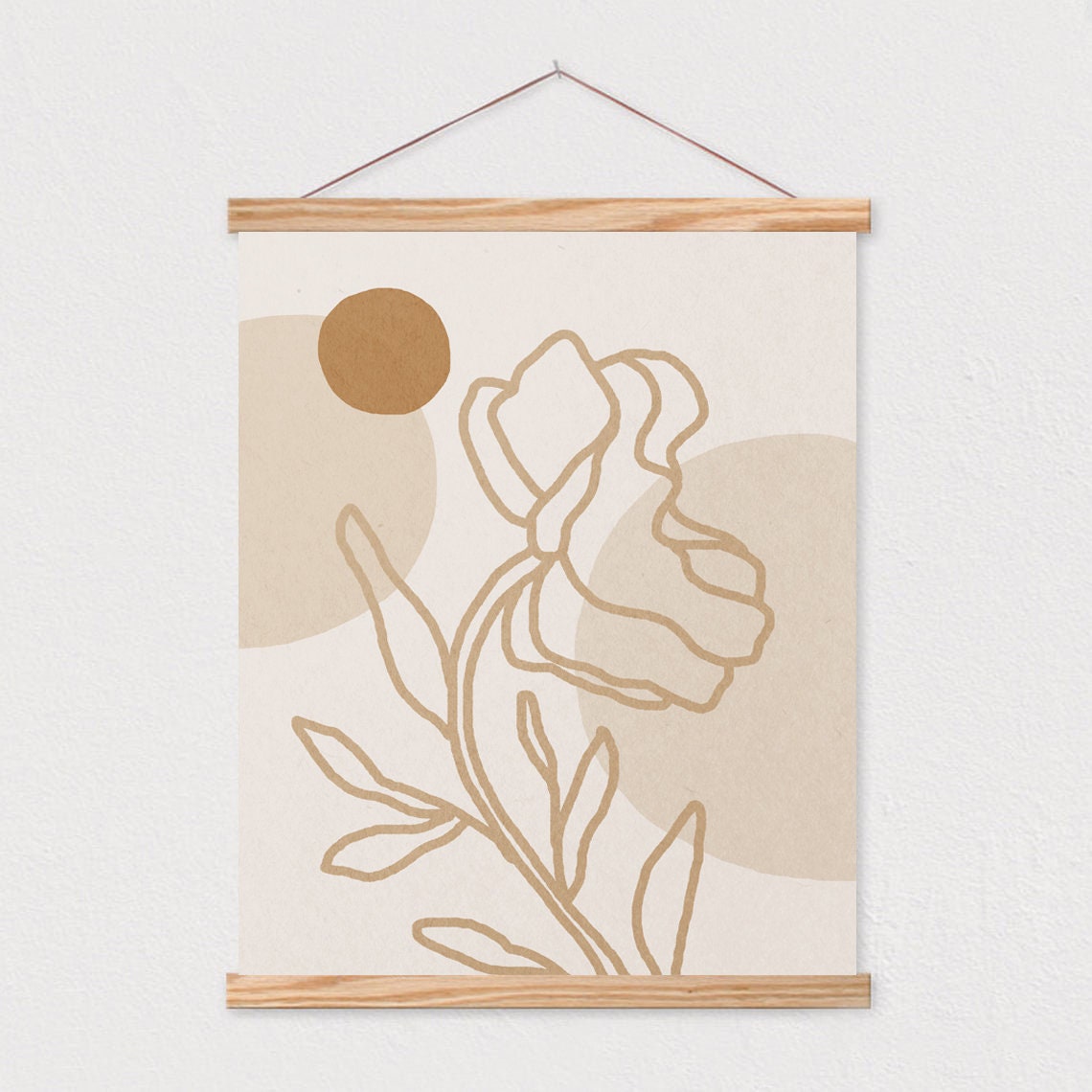 Abstract Flower Poppy Art Shapes Neutral Line Art Print Mid Century Modern Wall Art Minimalist Geometric Art 16x20 - Image 2