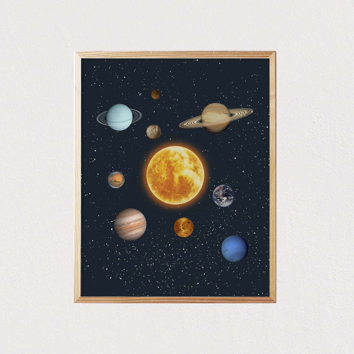 Solar System Planets Dark Starry Space Educational Kids Nursery Poster - Image 2