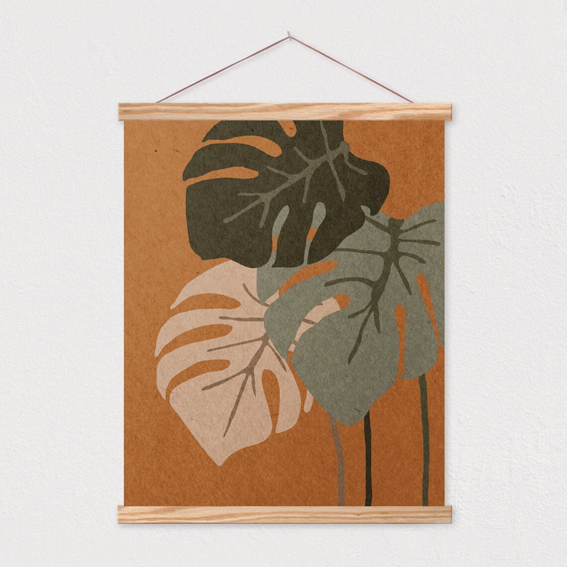 Monstera Leaves Abstract Print, Mid-Century Boho - Image 2