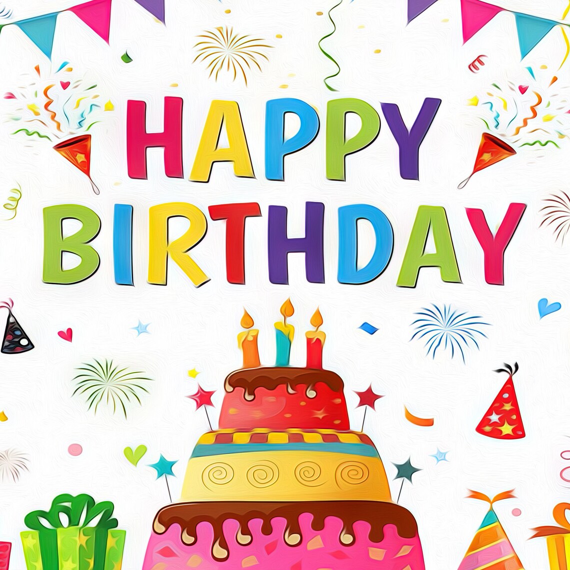 Birthday Cake and Balloons Art Print, Happy Birthday - Image 2