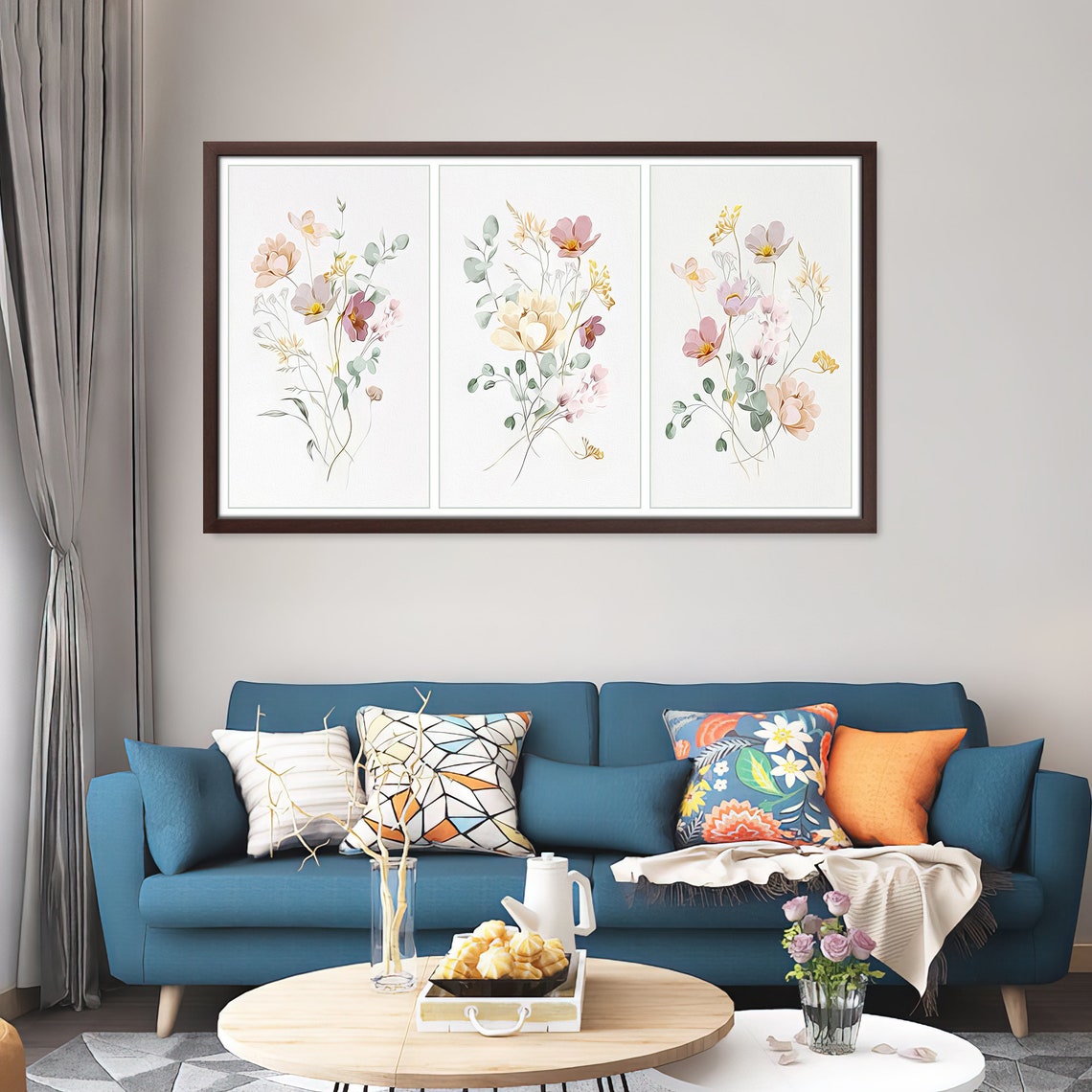 Pastel Wildflower Gallery Triptych Blush Sage Delicate Art Poster - Image 4