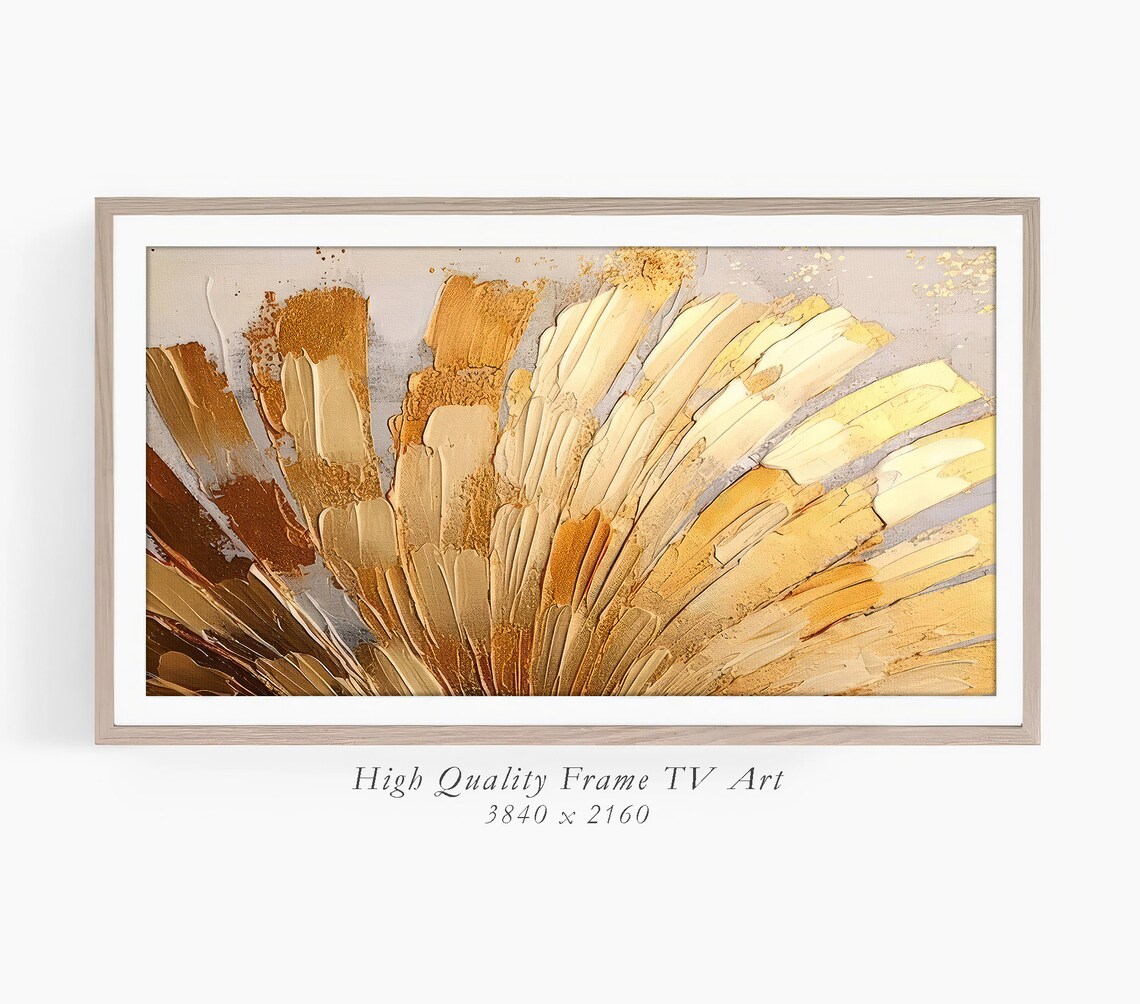 Abstract Gold and Beige Brushstroke Art Print - Image 3
