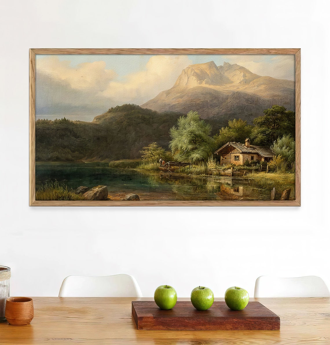 Frame Tv Art Mountain Landscape Vintage Oil Painting Art Tv Farmhouse Decor - Image 2