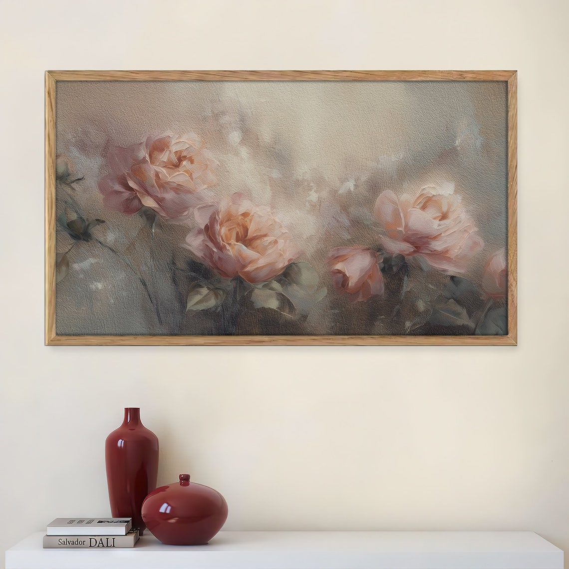 Soft Blush Pink Roses Romantic Muted Textured Flower Art Poster - Image 4
