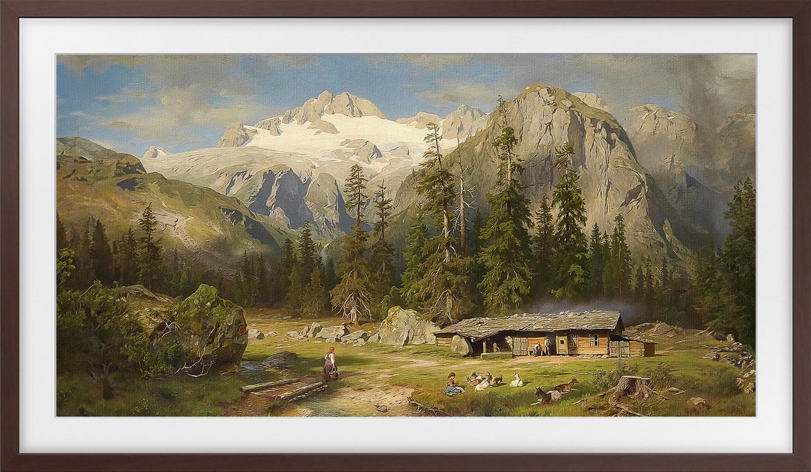 Frame Tv Art Vintage Mountain Scenery Landscape Oil Painting Art Tv - Image 3