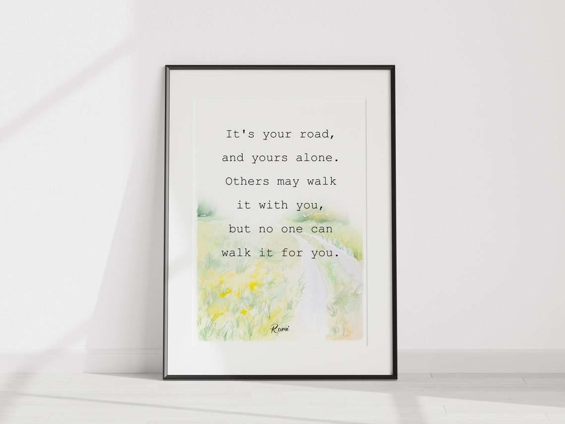 Rumi Its Your Road Quote Poster with Watercolor Meadow Path Landscape - Image 3