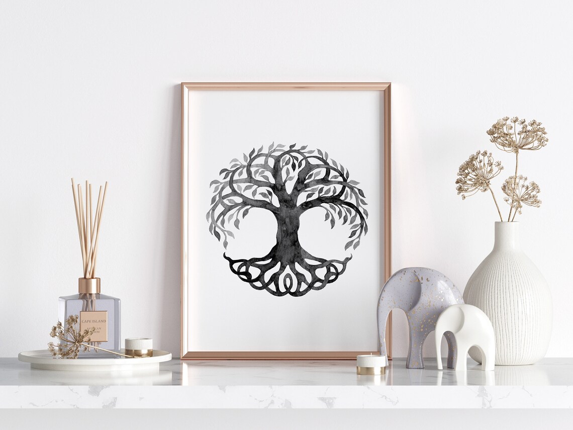 Black And White Tree of Life Mandala Art Print - Image 3