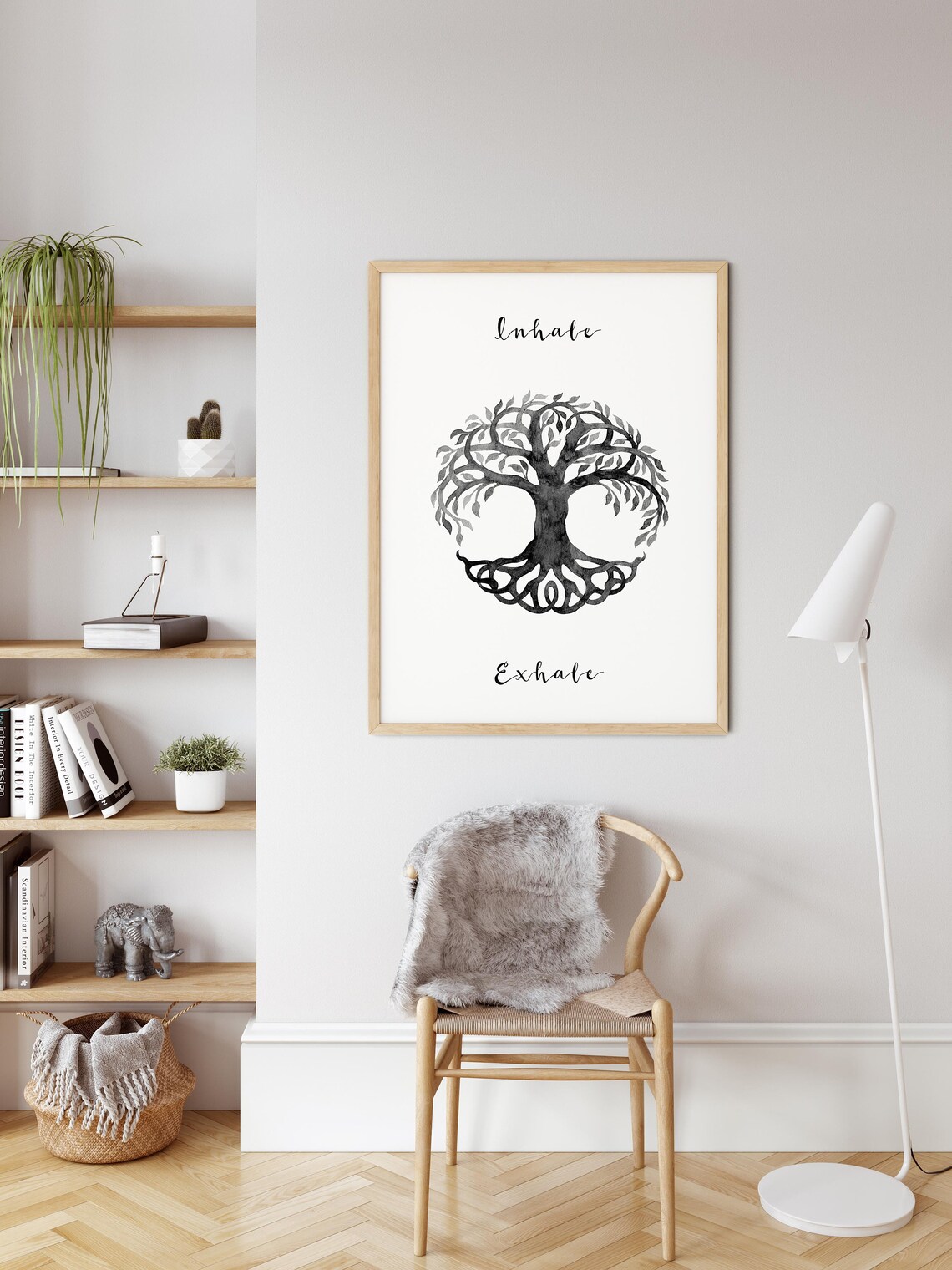 Inhale Exhale Yoga Quote Art Print, Mandala Tree - Image 3