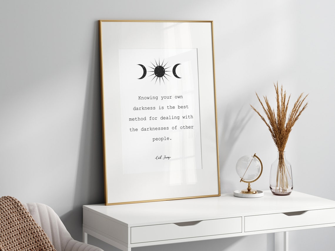 Carl Jung Knowing Your Own Darkness Quote with Moon Phases Print - Image 2