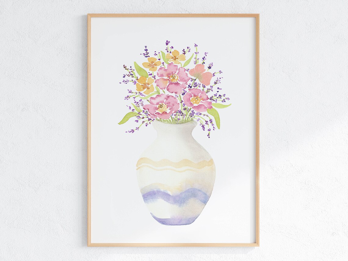 Wildflowers in Vase Watercolor Floral Art Print