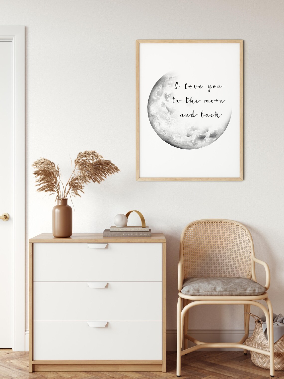 Minimalist Quote Love Quote Art Print, Moon and Back - Image 3