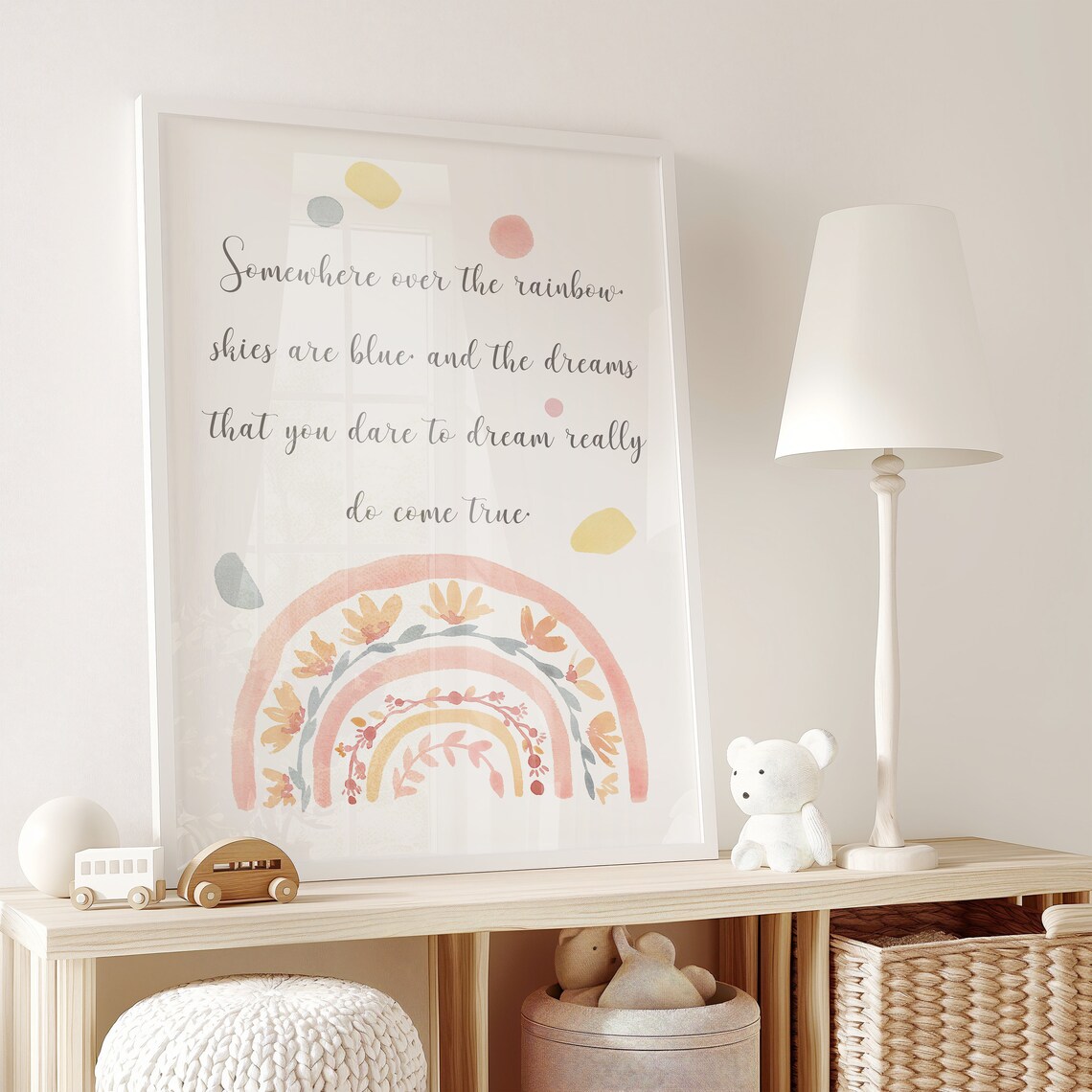 Somewhere Over The Rainbow Boho Kids Room Art Print