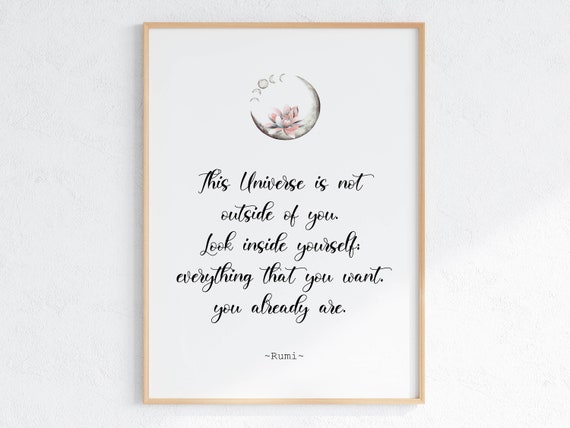 Motivational Quote Poster Of Rumi Universe Artwork Encouraging Print Self Care Wall Art Instant