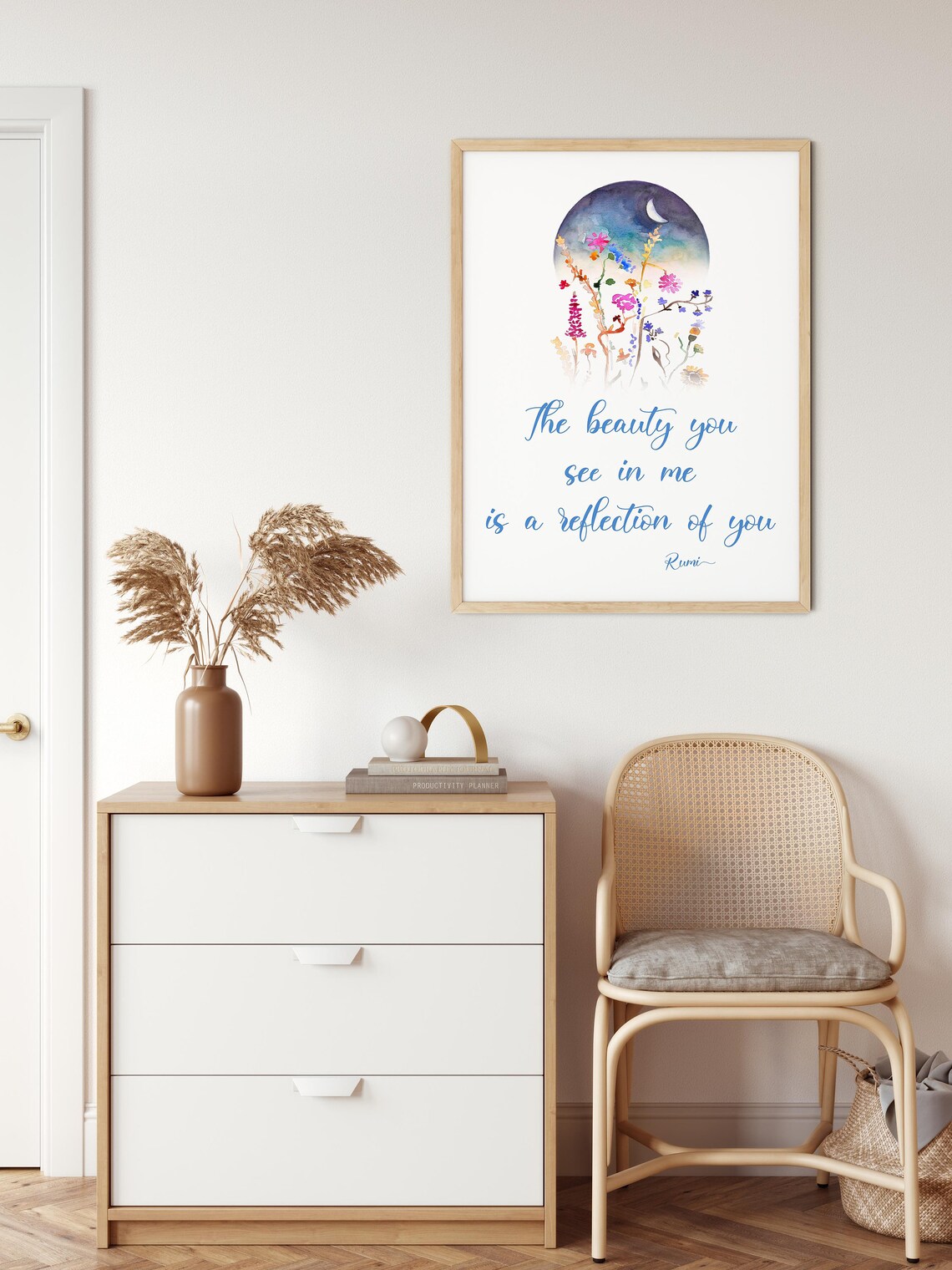 Rumi Quote The Beauty You See In Me Watercolor Floral Poster - Image 2