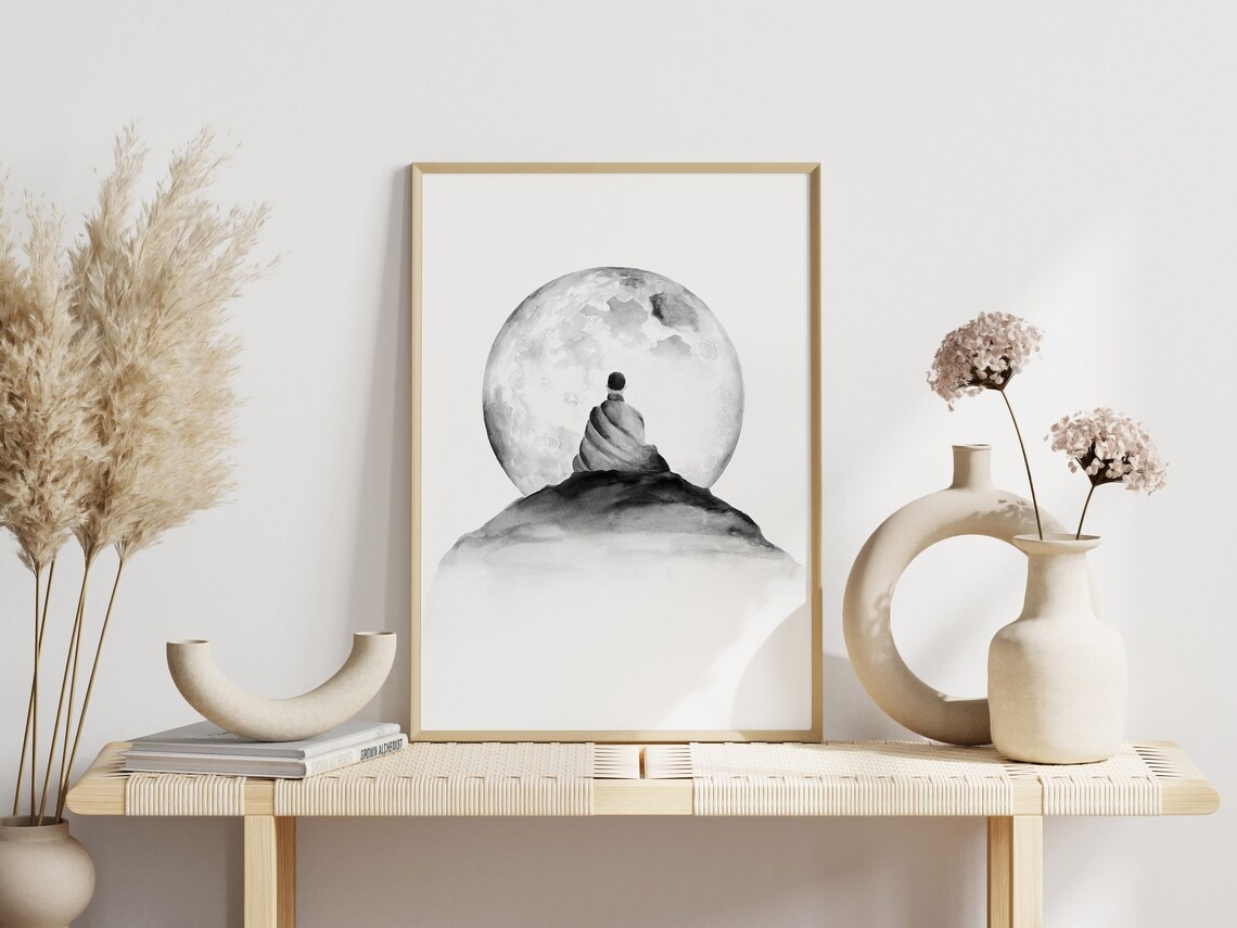 Buddha Meditation Moon Meditation Art Print - Image 3