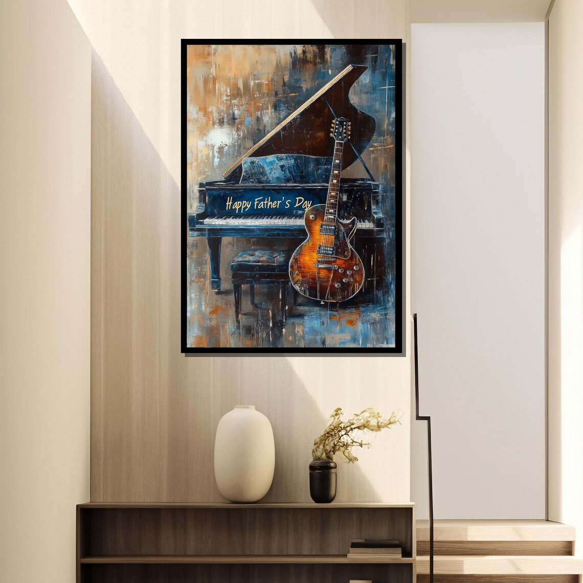 Jazz Guitar And Piano, Vintage Musician Gift - Image 2