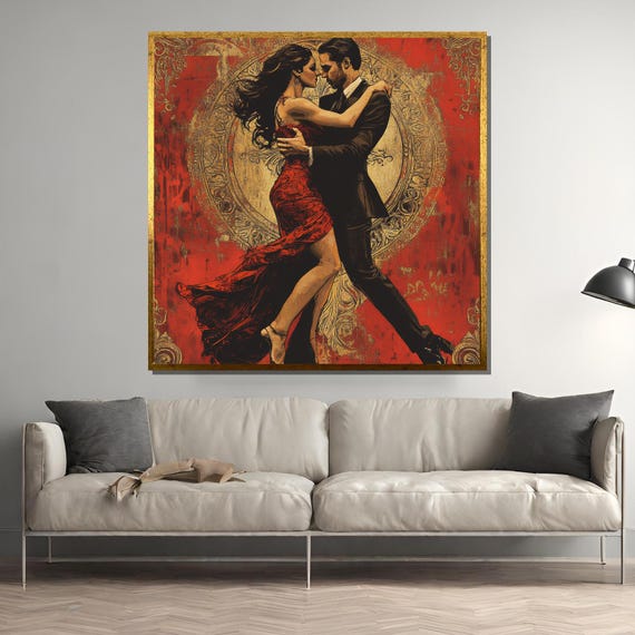 Romantic Tango Dance Couple, Elegant Dance Decor