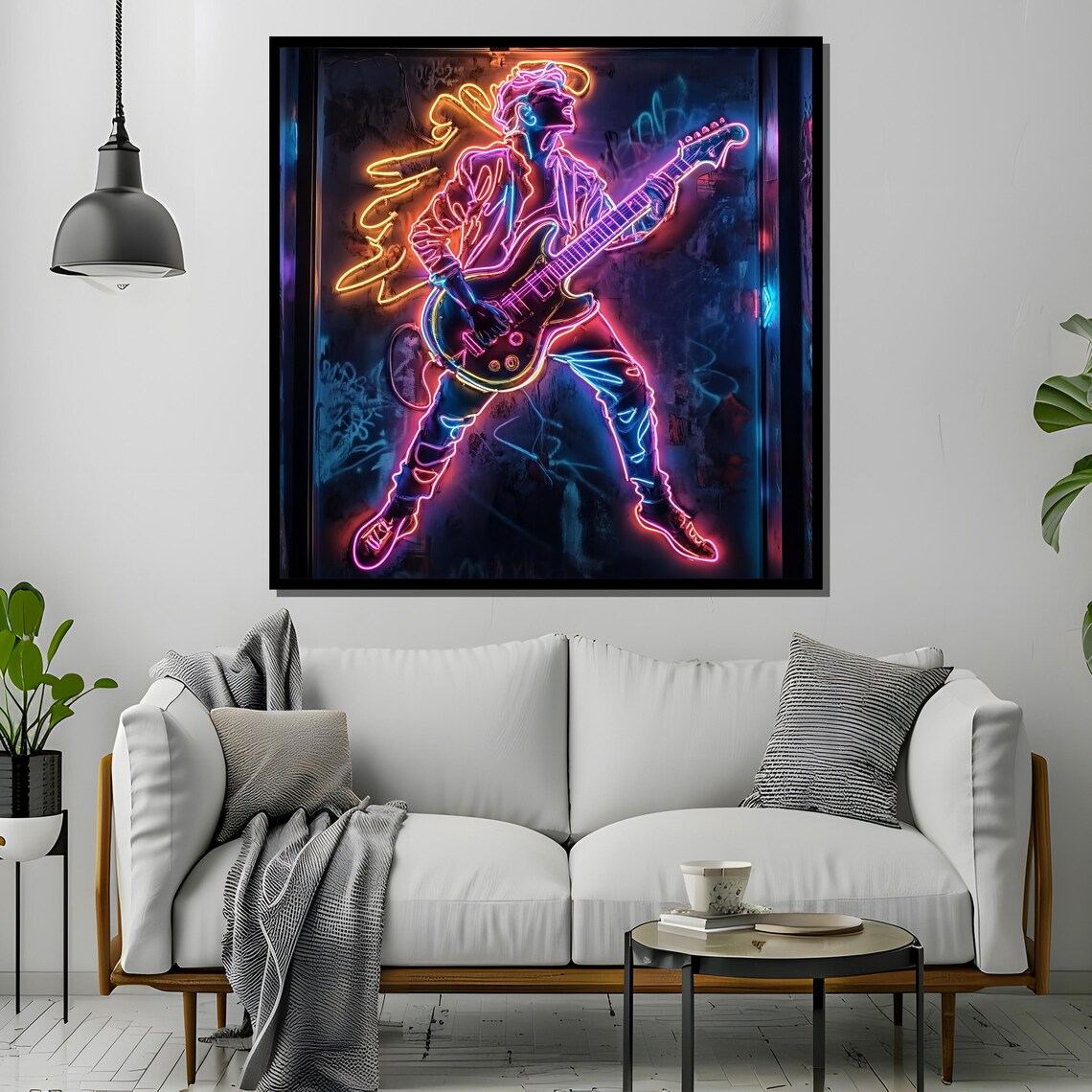 Neon Rockstar Art Print, Electric Guitar Sign - Image 2