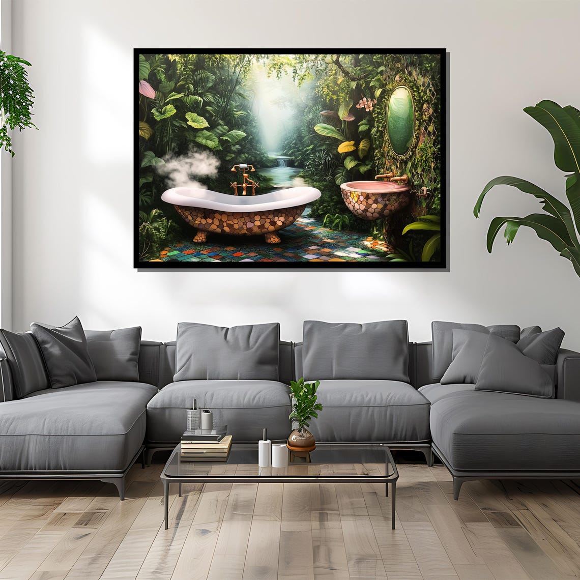 Surreal Jungle Bathroom Wall Art, Tropical Nature Print - Image 2