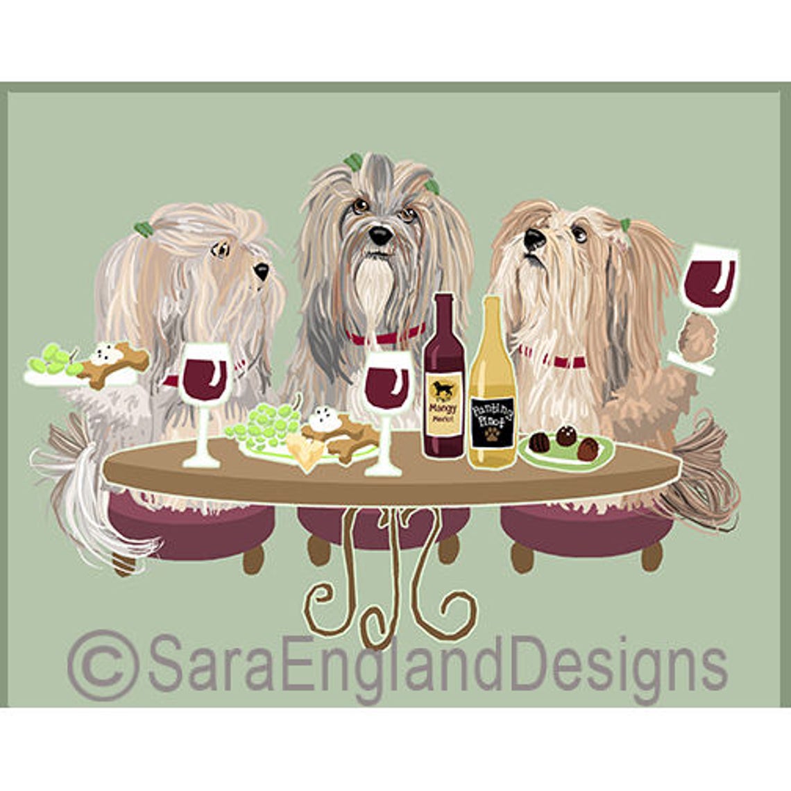 Lhasa Apso - Dogs Wineing Poster