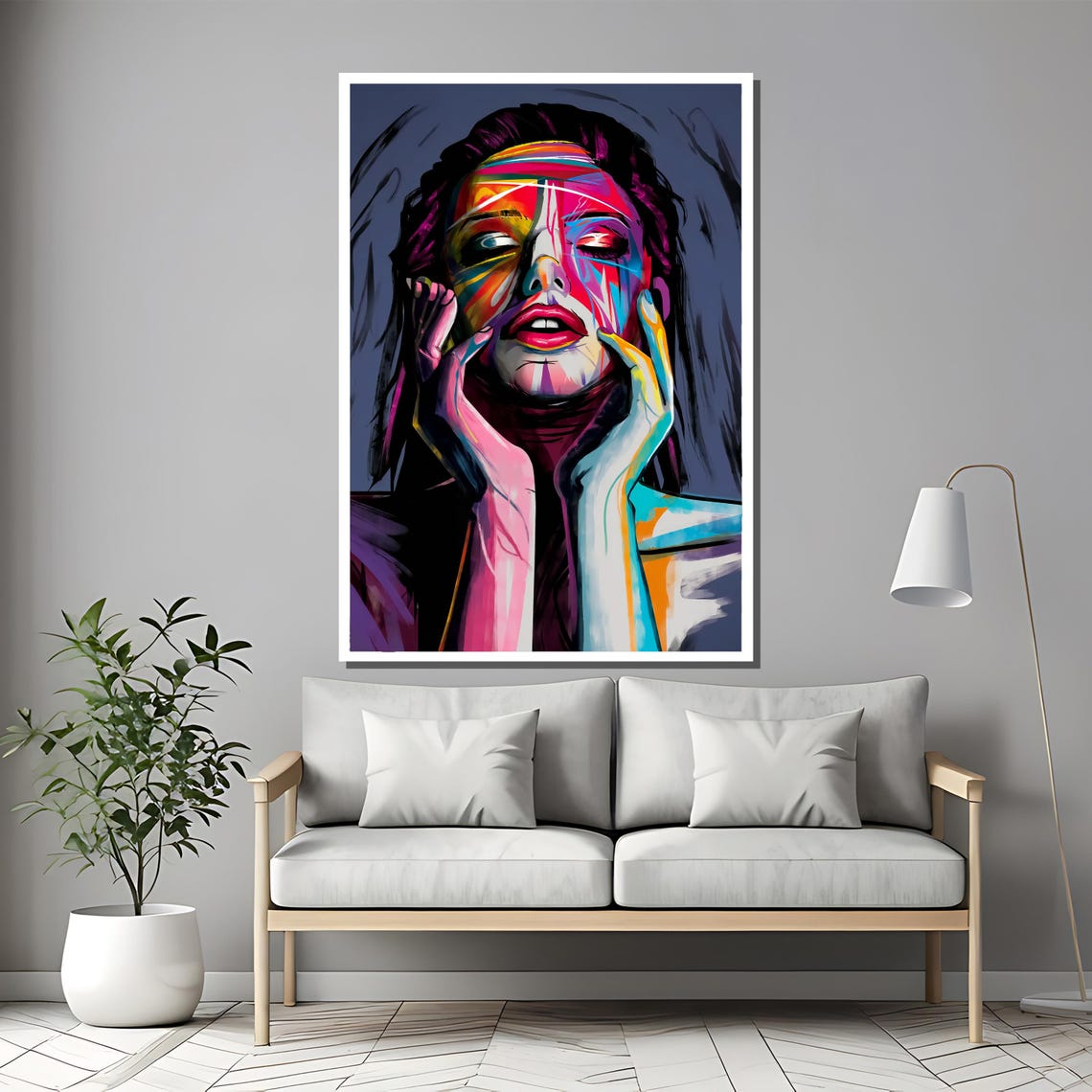 Bold Colorful Expressionist Woman Portrait Abstract Face Poster - Image 2