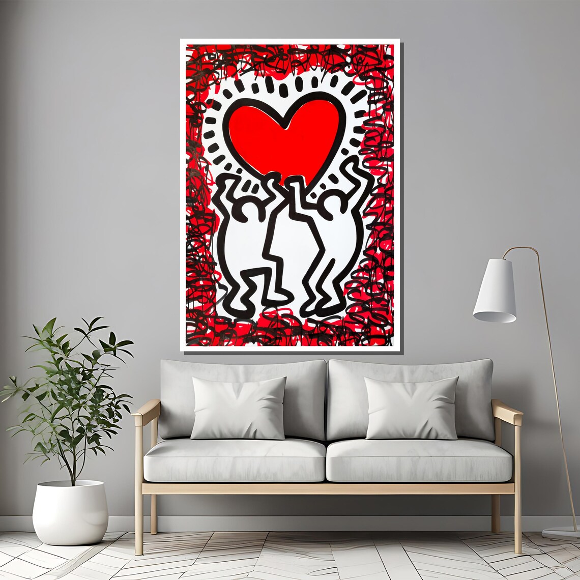 Pop Art Heart Lovers Red Black Urban Love Street Style Poster - Image 2